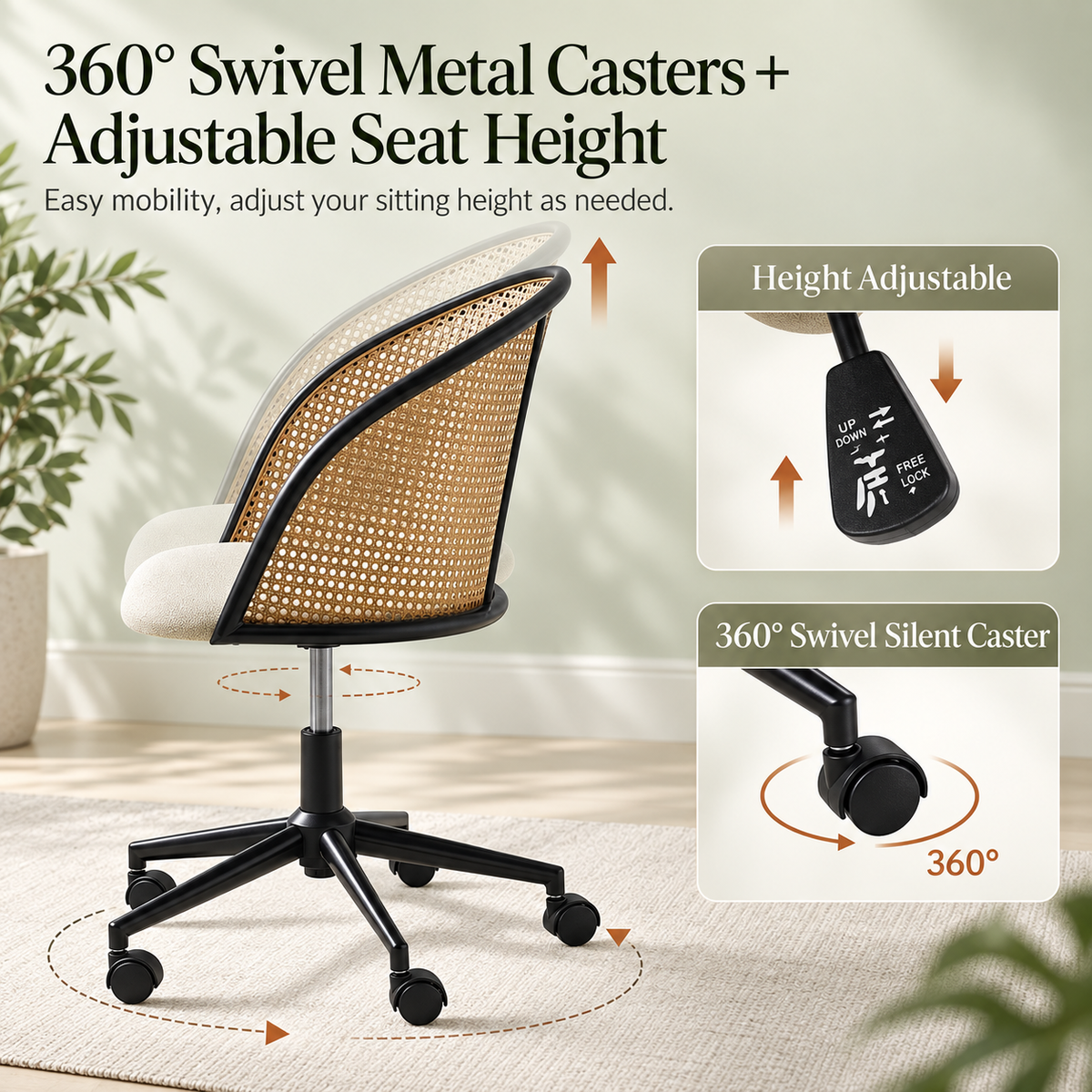 Rattan Office Desk Chair