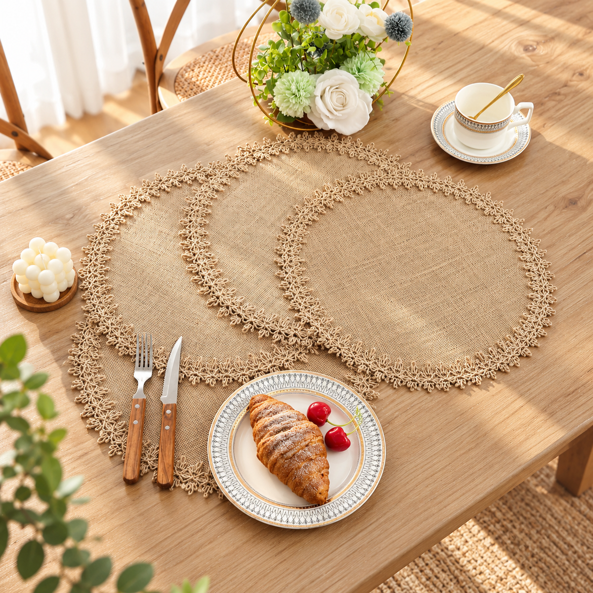 Geflochtene Jute-Platzsets Set
