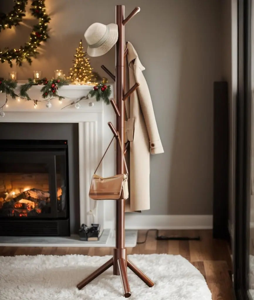Wooden Freestanding Entryway Coat Rack