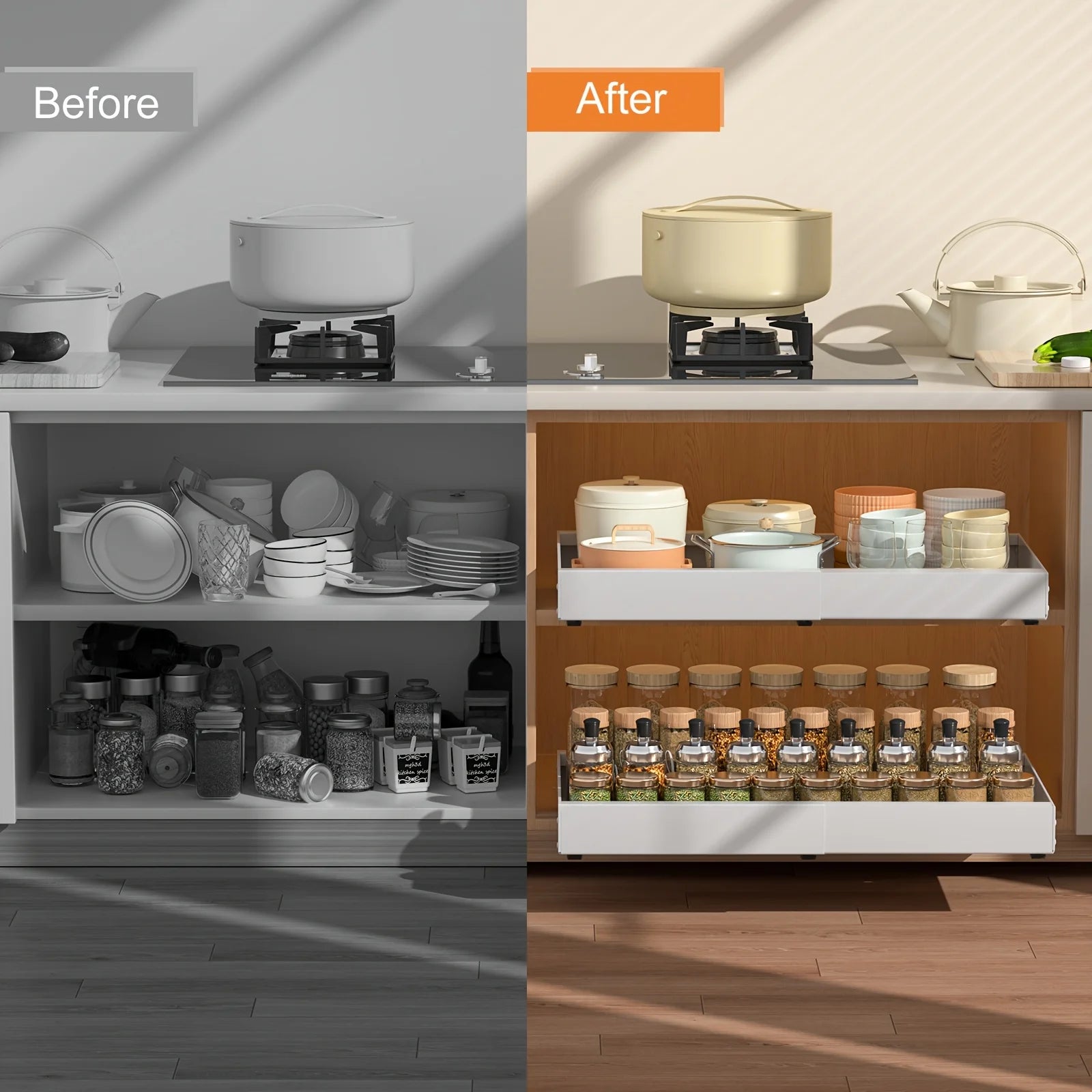 Sliding Kitchen Cabinet Organizer