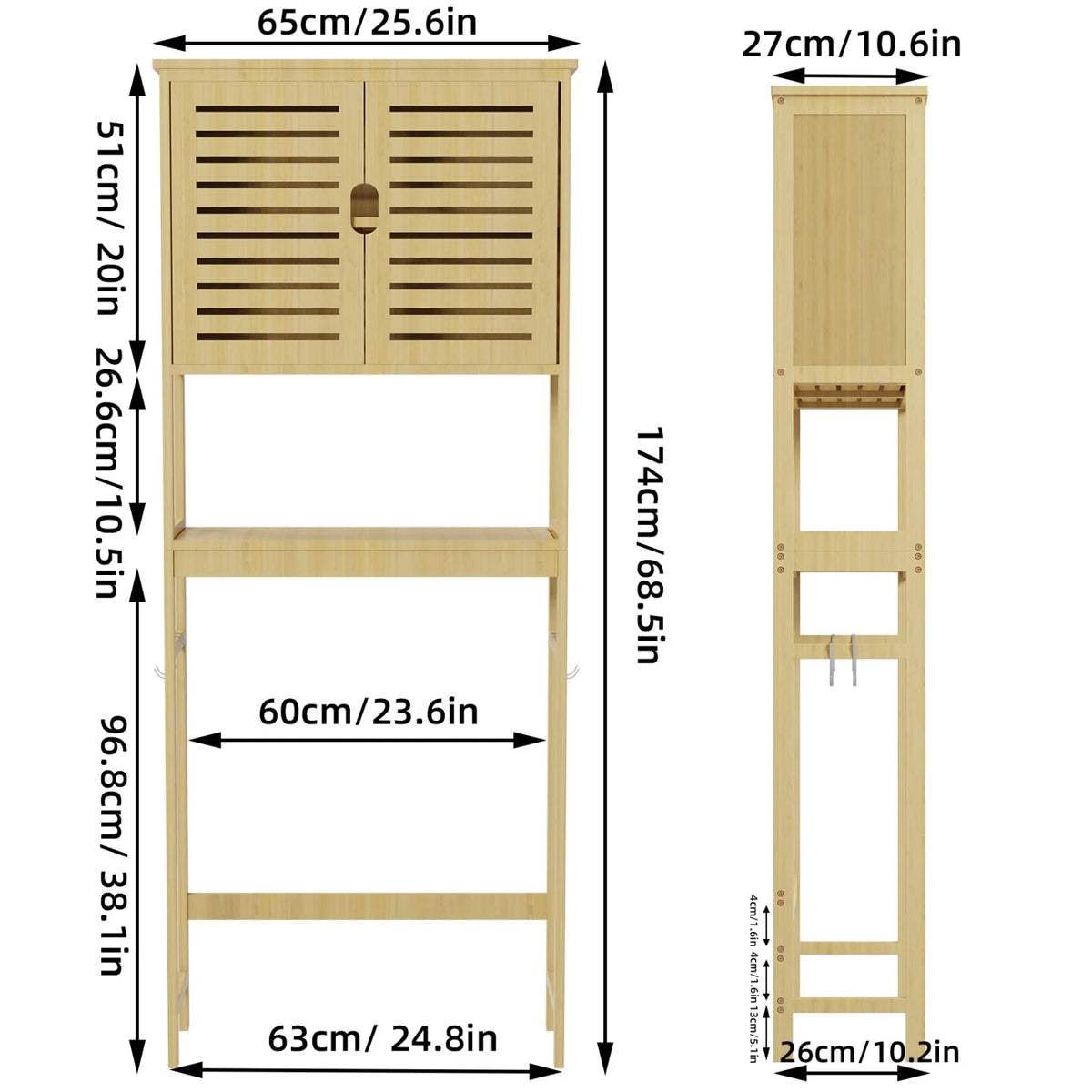 3-Tier Bamboo Over-Toilet Storage Organizer