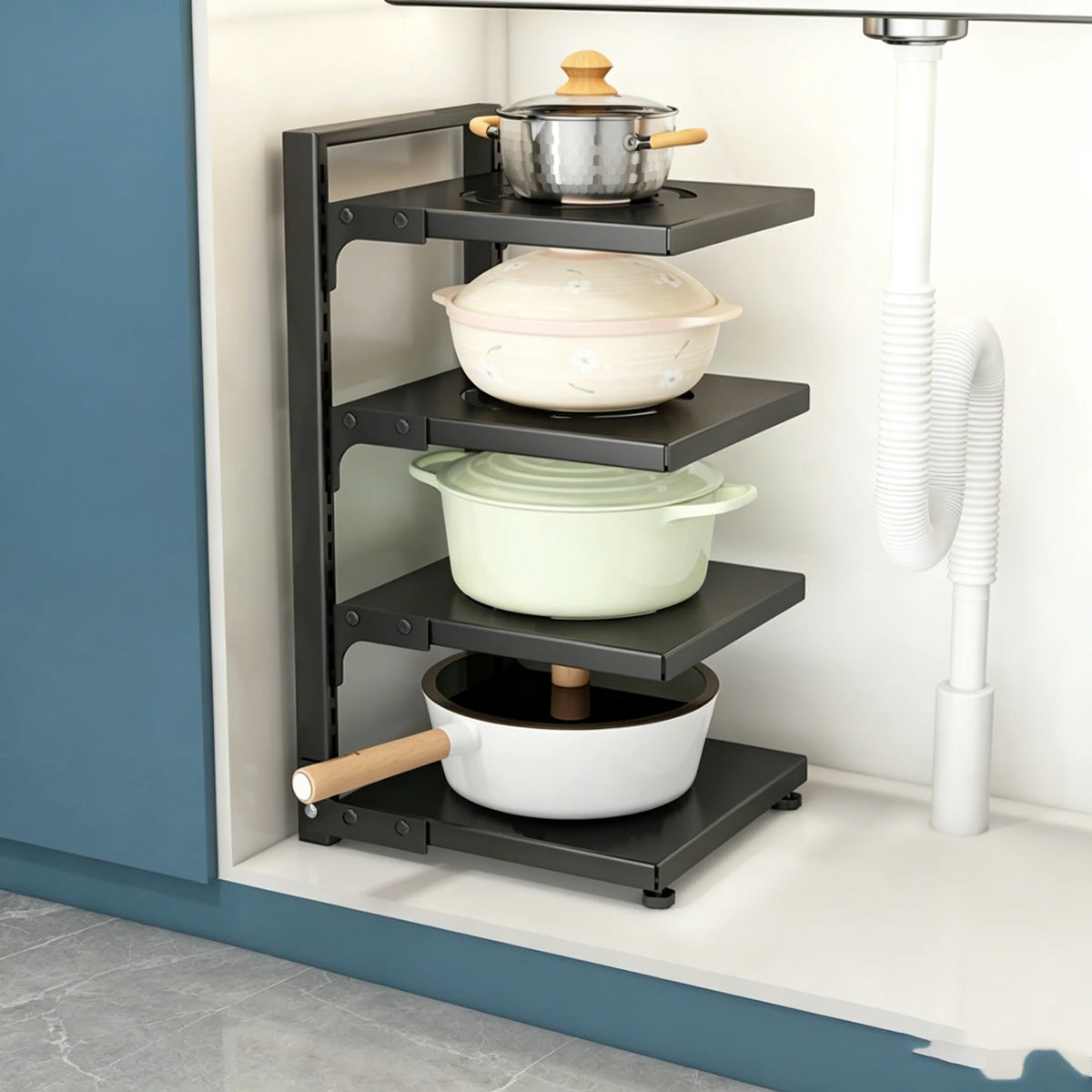 Multi-Tier Kitchen Pot & Pan Organizer