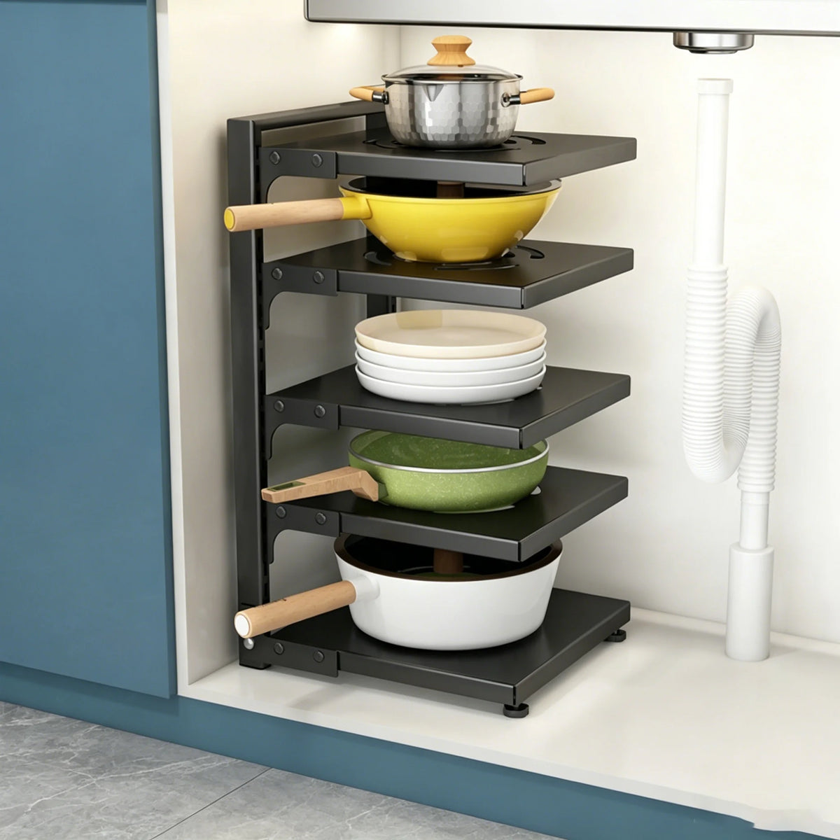 Multi-Tier Kitchen Pot & Pan Organizer