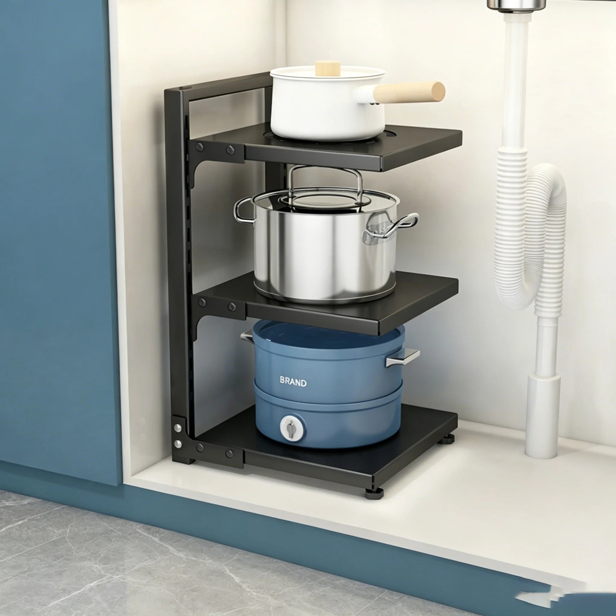 Multi-Tier Kitchen Pot & Pan Organizer