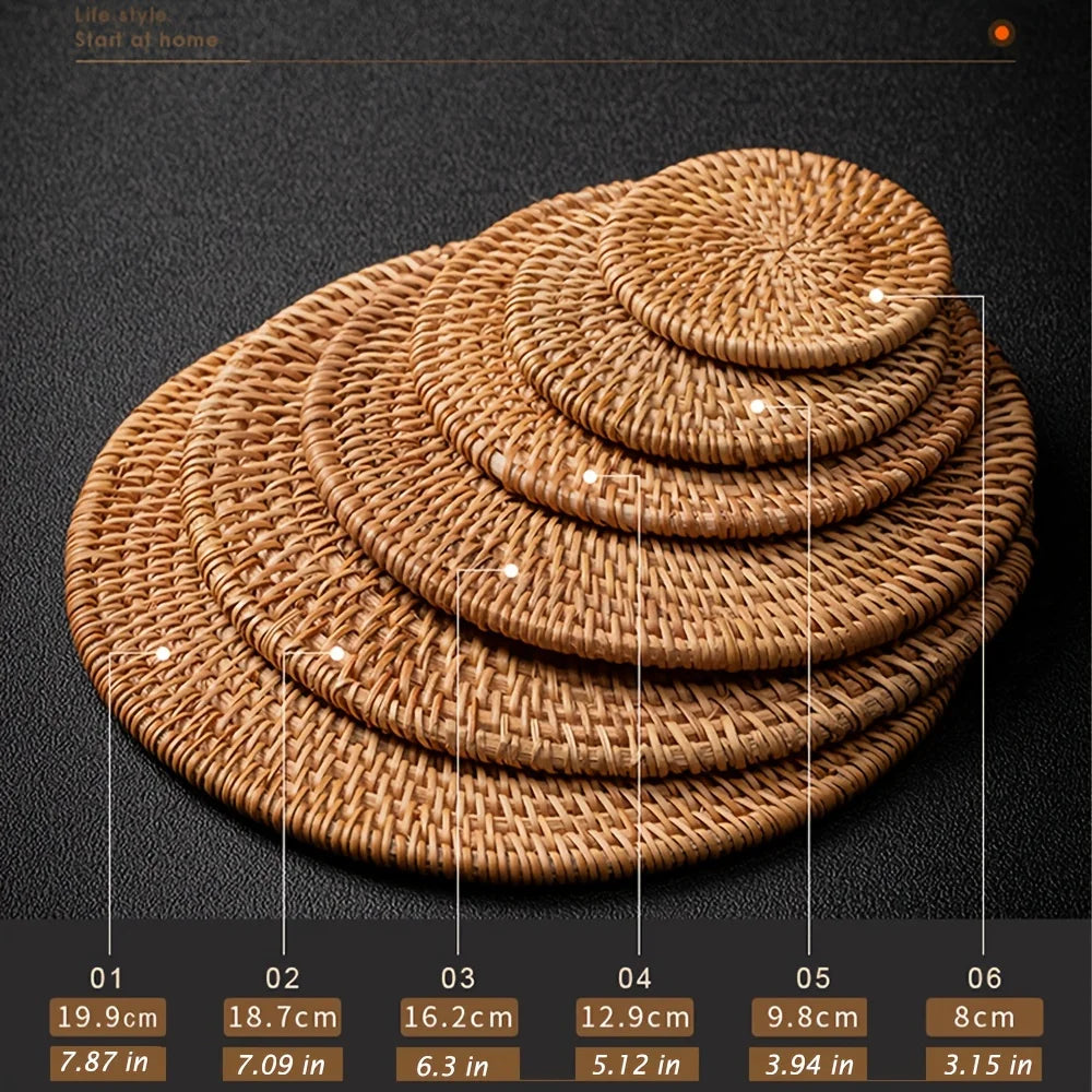Woven Rattan Coaster Set