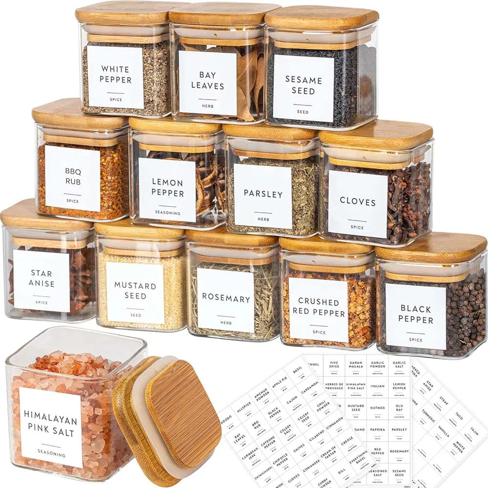 5oz Glass Spice Jar Set with Bamboo Lids