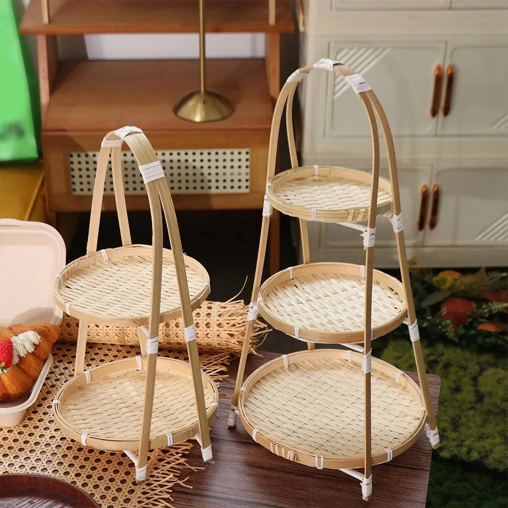 Tiered Bamboo Basket Stand