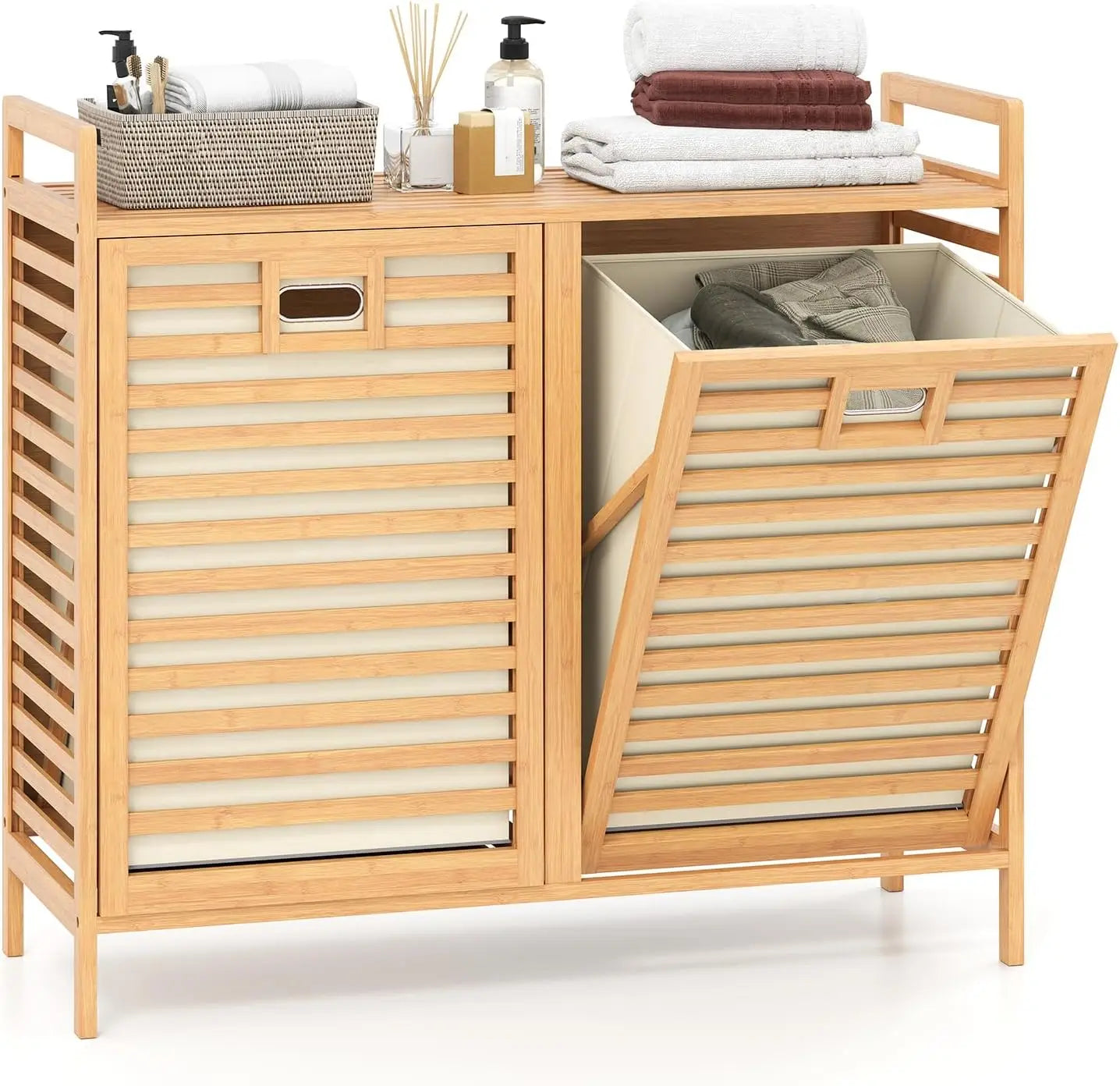 Bamboo Tilt-Out Laundry Hamper Cabinet