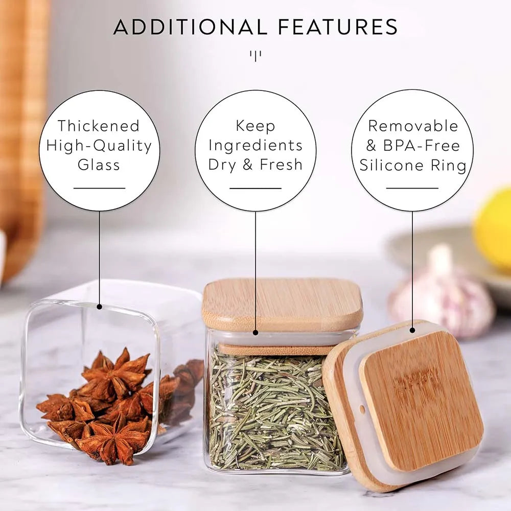 5oz Glass Spice Jar Set with Bamboo Lids