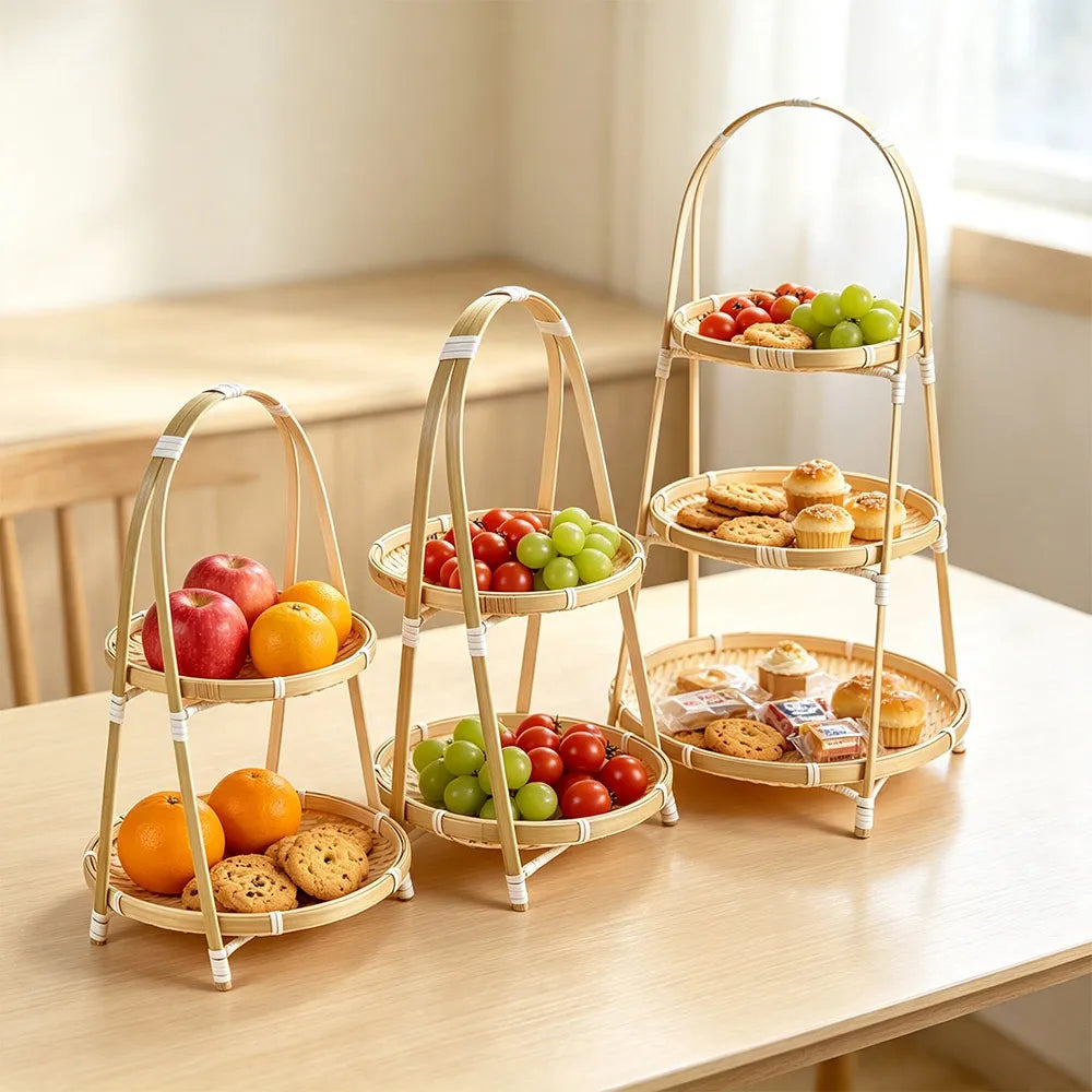 Tiered Bamboo Basket Stand