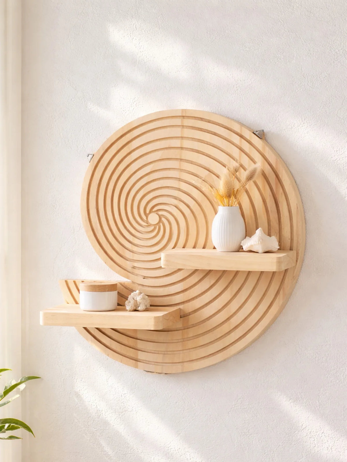 Spiral Wood Floating Shelf