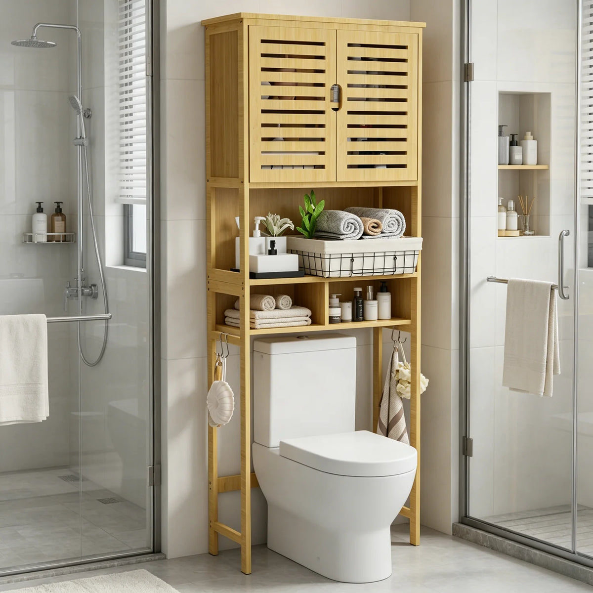 3-Tier Bamboo Over-Toilet Storage Organizer