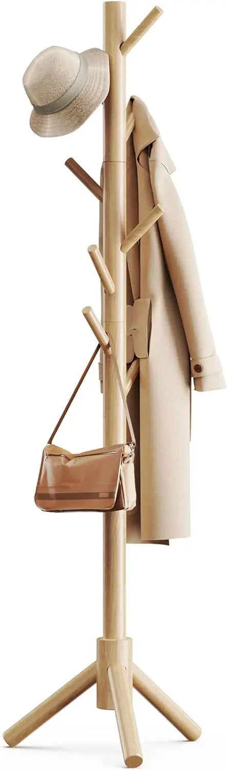 Wooden Freestanding Entryway Coat Rack