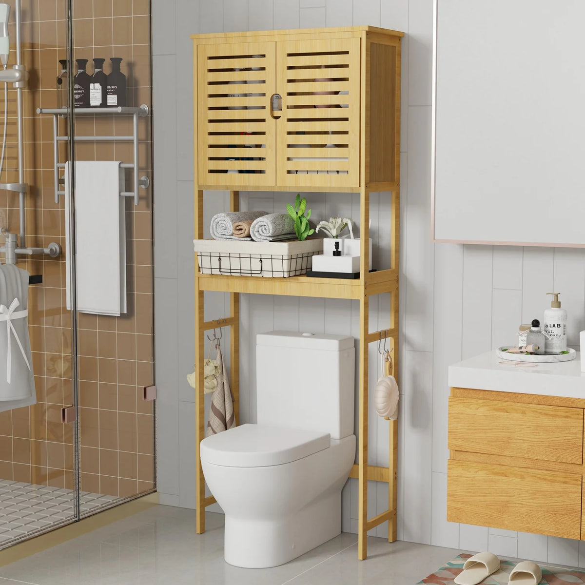 3-Tier Bamboo Over-Toilet Storage Organizer