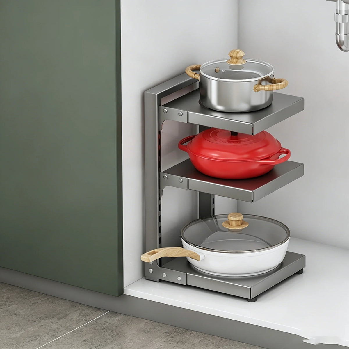 Multi-Tier Kitchen Pot & Pan Organizer