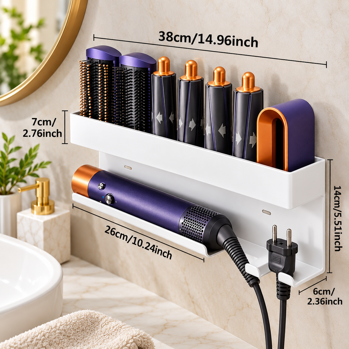 No-Drill Hair Styling Tool Organizer