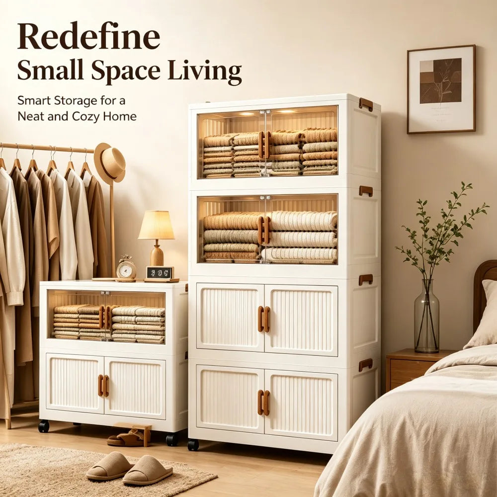 Foldable Rolling Clothes Storage Cabinet
