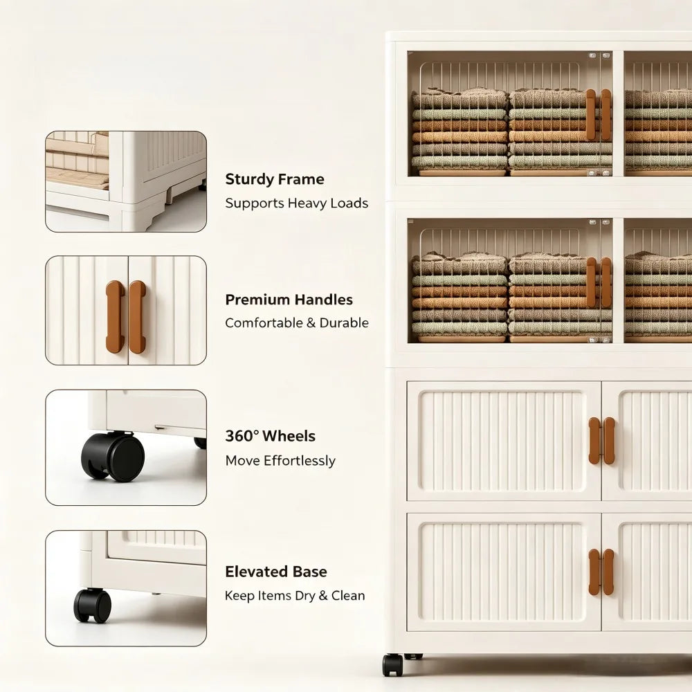 Foldable Rolling Clothes Storage Cabinet