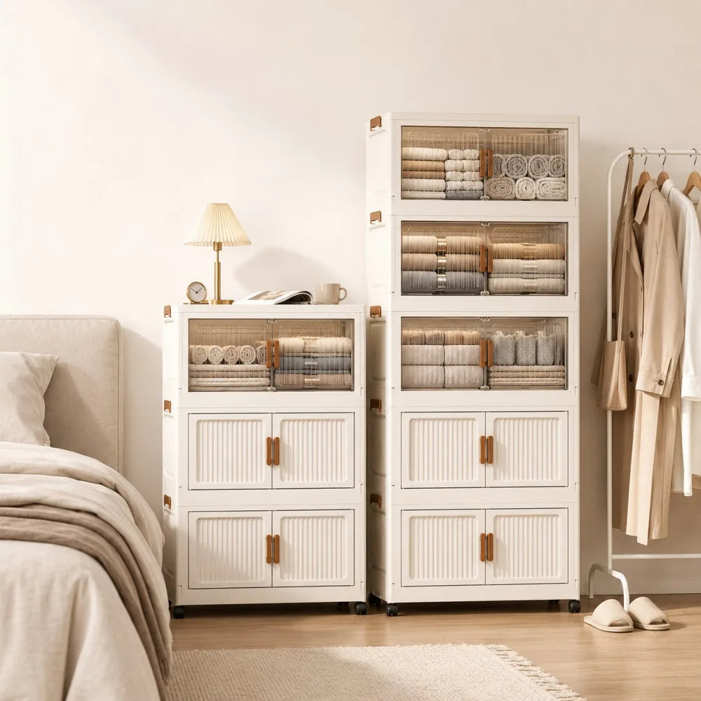 Foldable Rolling Clothes Storage Cabinet