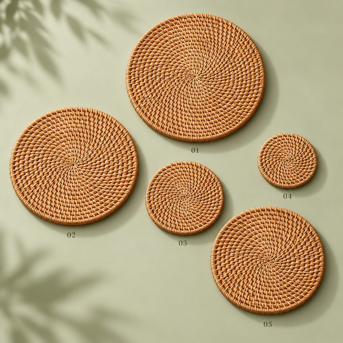 Woven Rattan Coaster Set