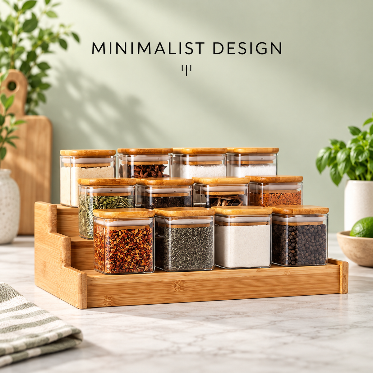 5oz Glass Spice Jar Set with Bamboo Lids