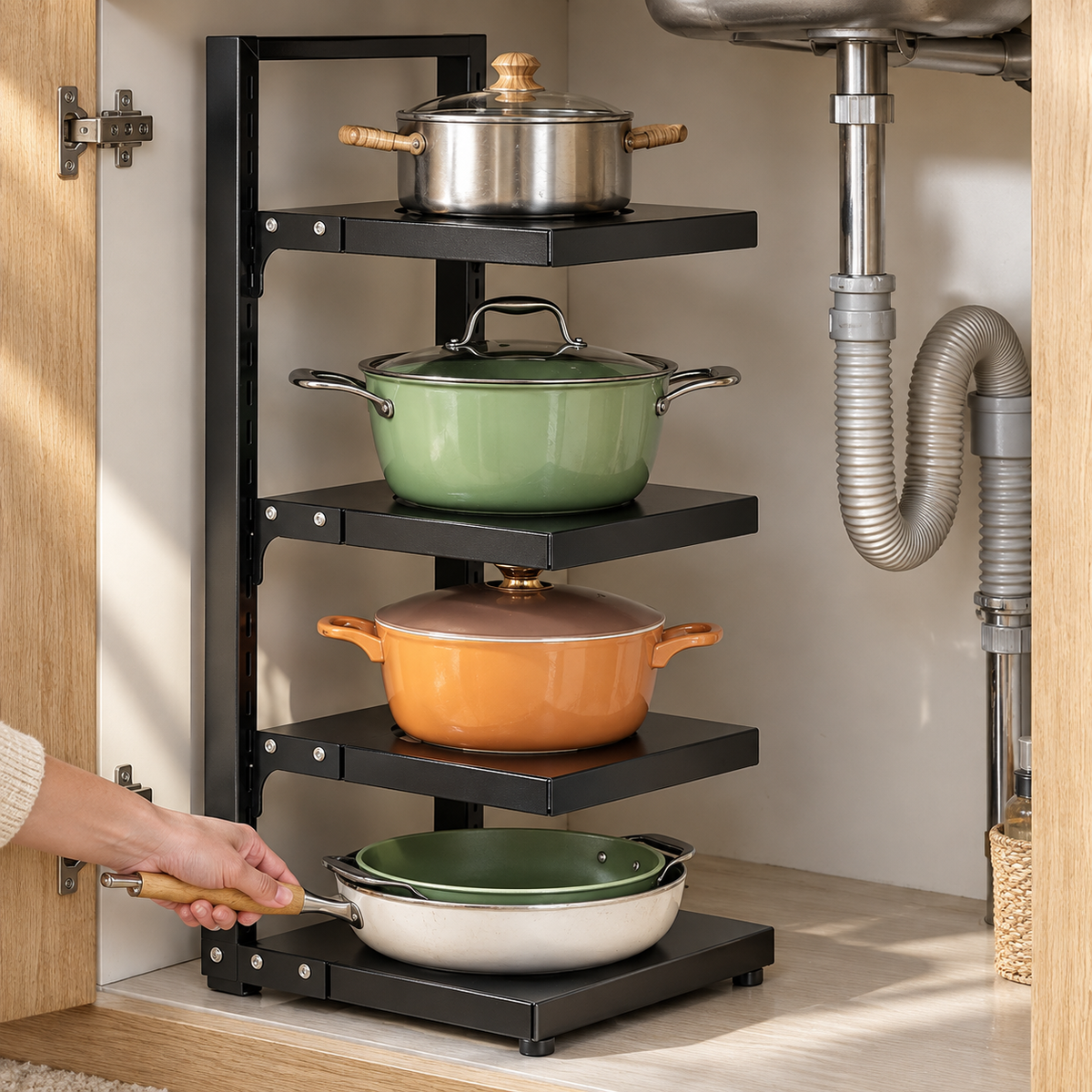Multi-Tier Kitchen Pot & Pan Organizer