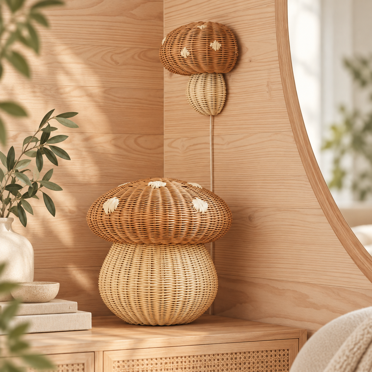 Lampenschirm aus rustikalem Rattan