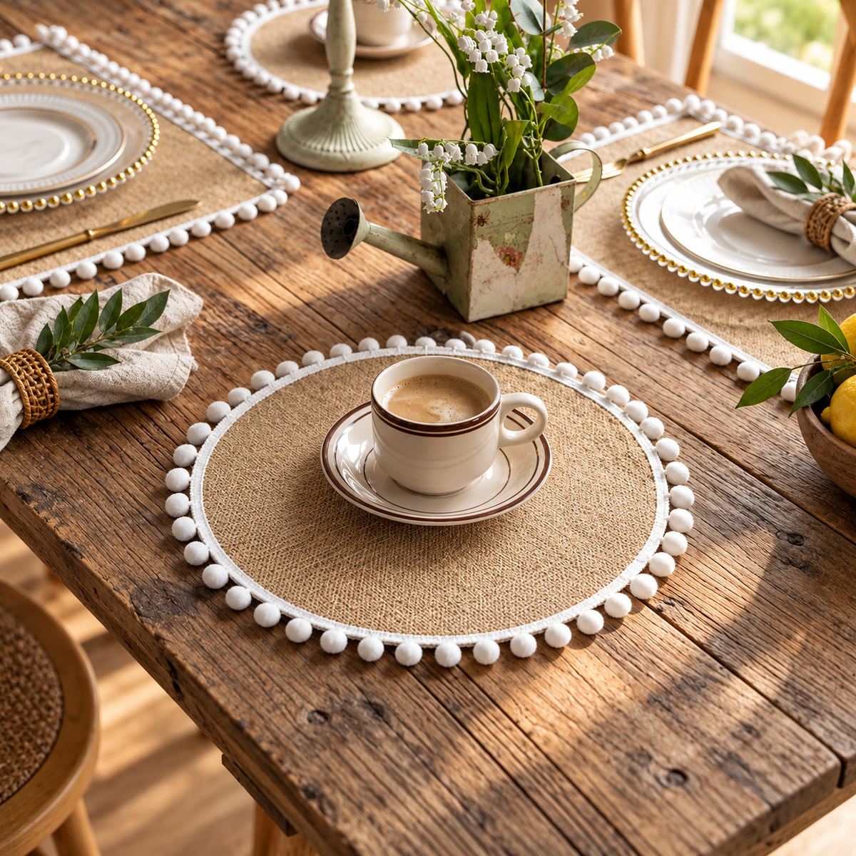 Geflochtene Jute-Platzsets Set