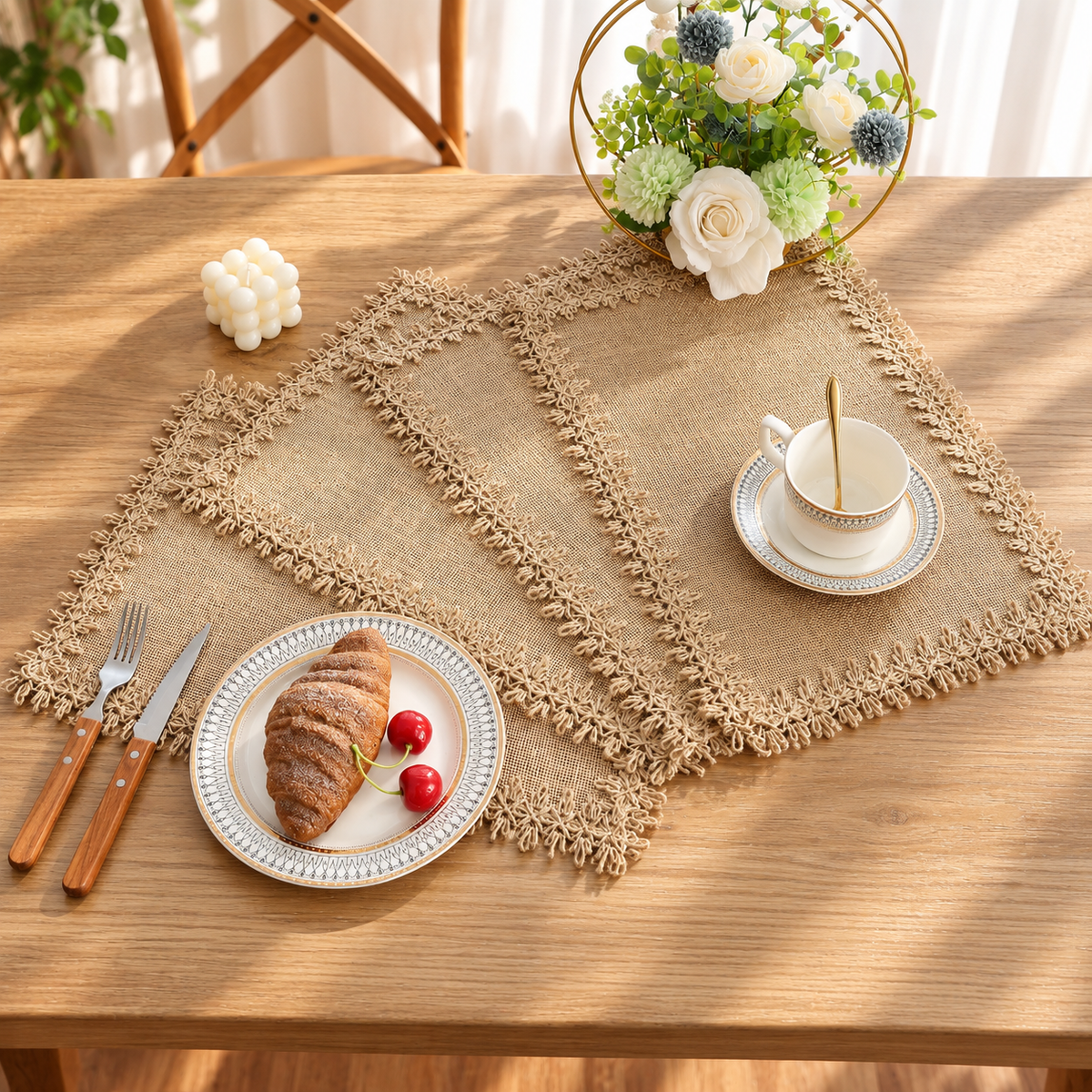 Geflochtene Jute-Platzsets Set