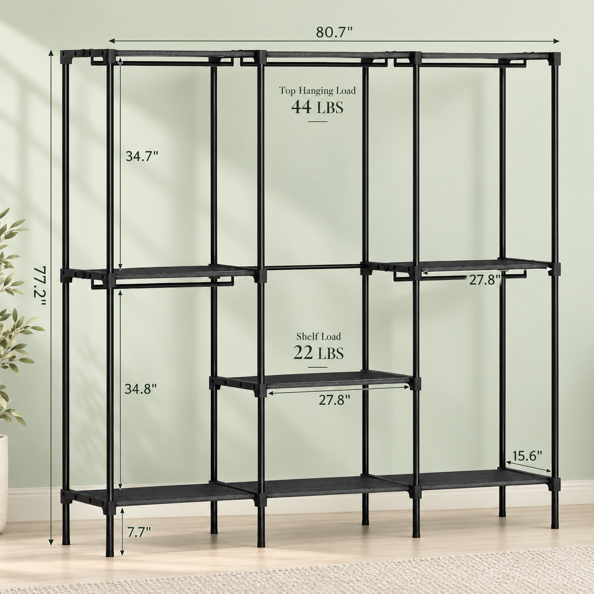 Portable 3-Row Wardrobe Closet