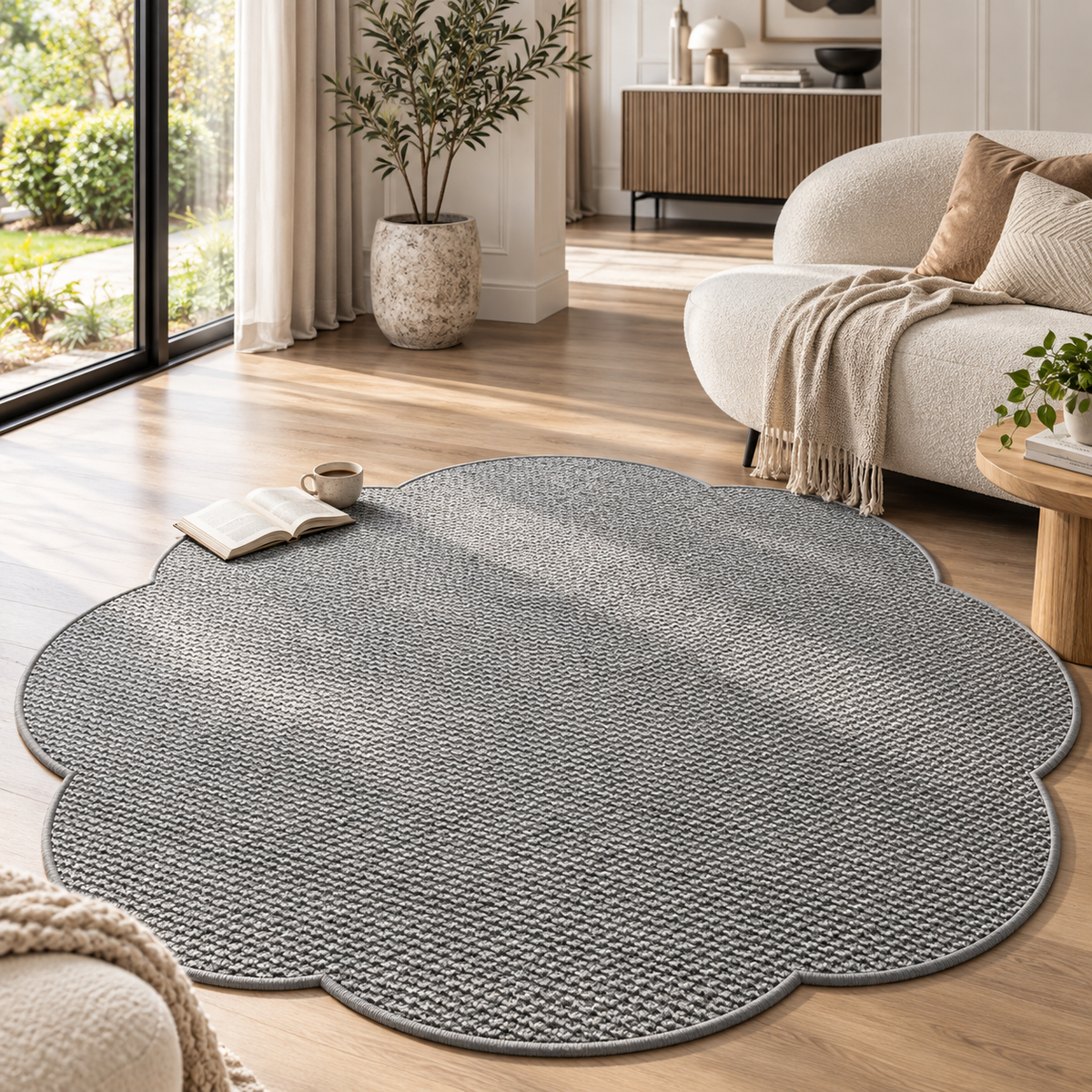 Runder Sisal-Akzentteppich
