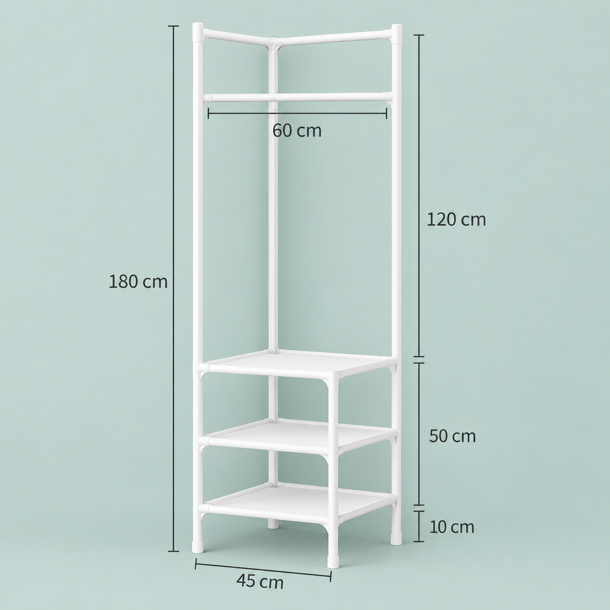 Abnehmbare mehrstufige Eckgarderobe