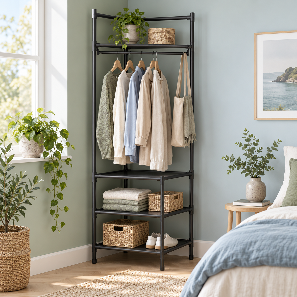 Abnehmbare mehrstufige Eckgarderobe