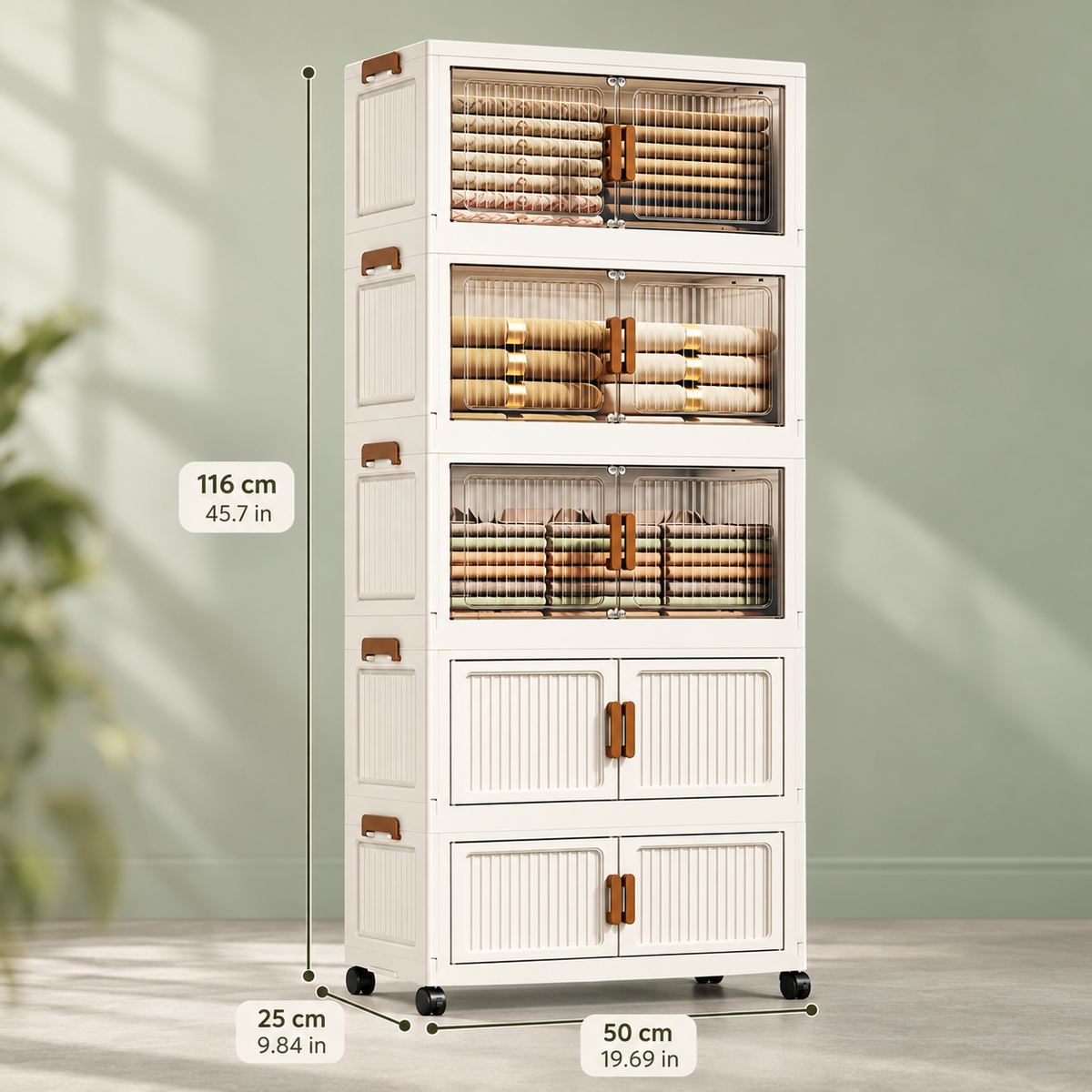 Foldable Rolling Clothes Storage Cabinet