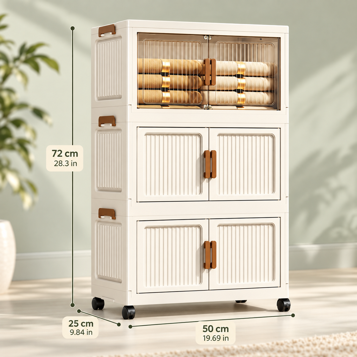 Foldable Rolling Clothes Storage Cabinet