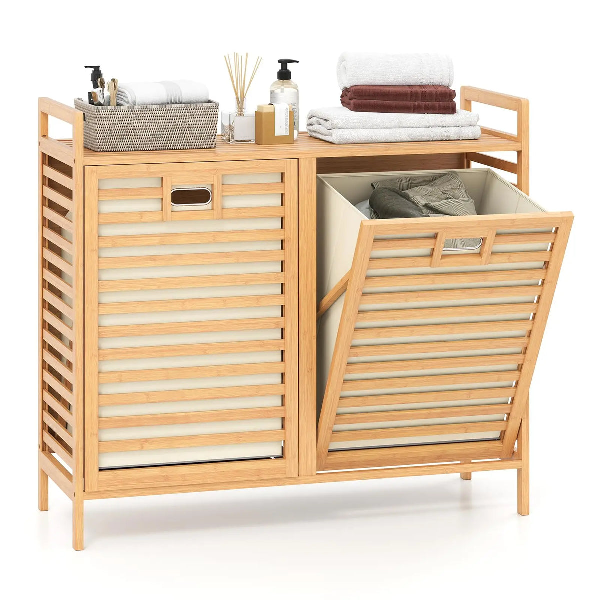 Bamboo Tilt-Out Laundry Hamper Cabinet