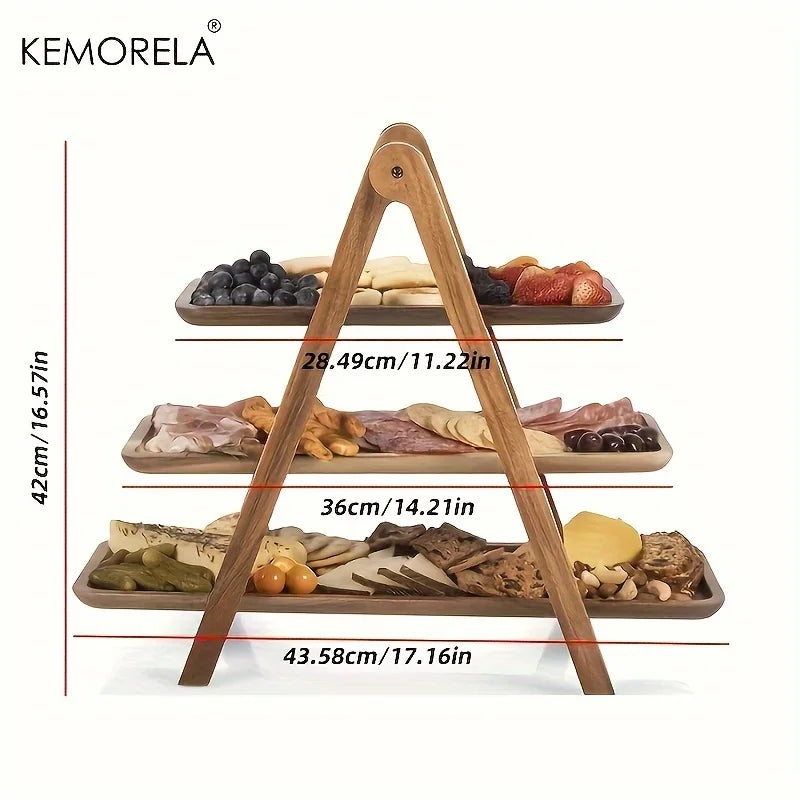 3-Tier Wooden Serving Tray