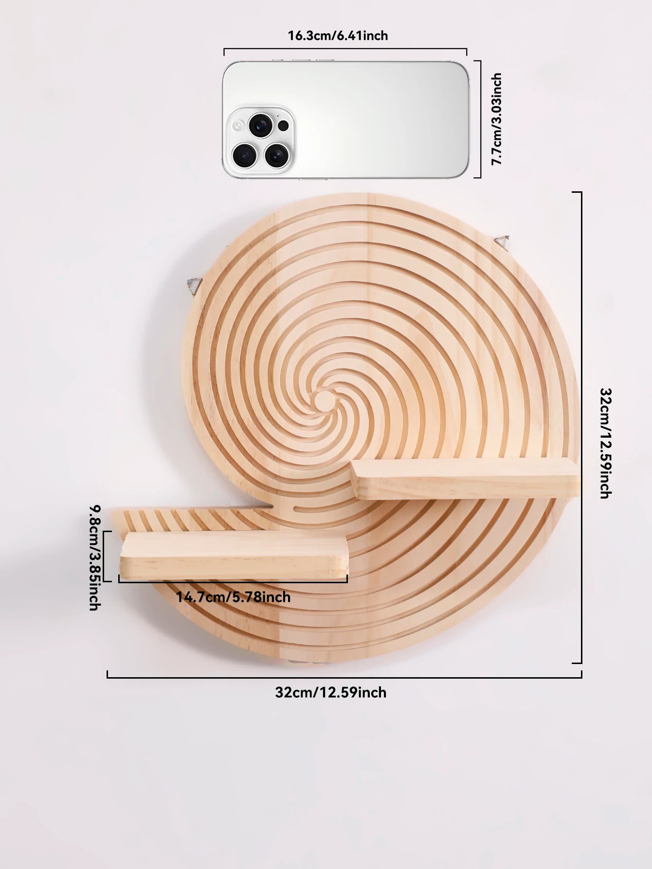 Spiral Wood Floating Shelf