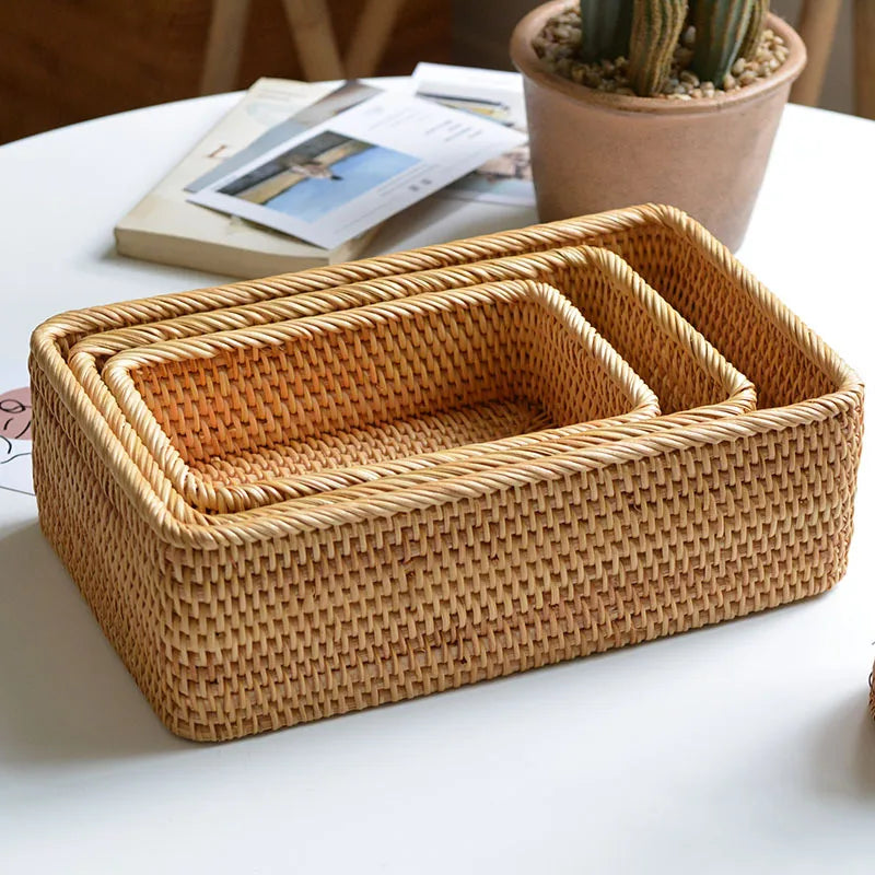 Rectangular Rattan Storage Basket