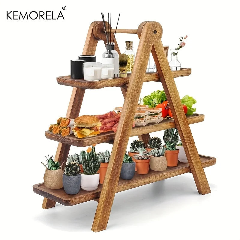 3-Tier Wooden Serving Tray