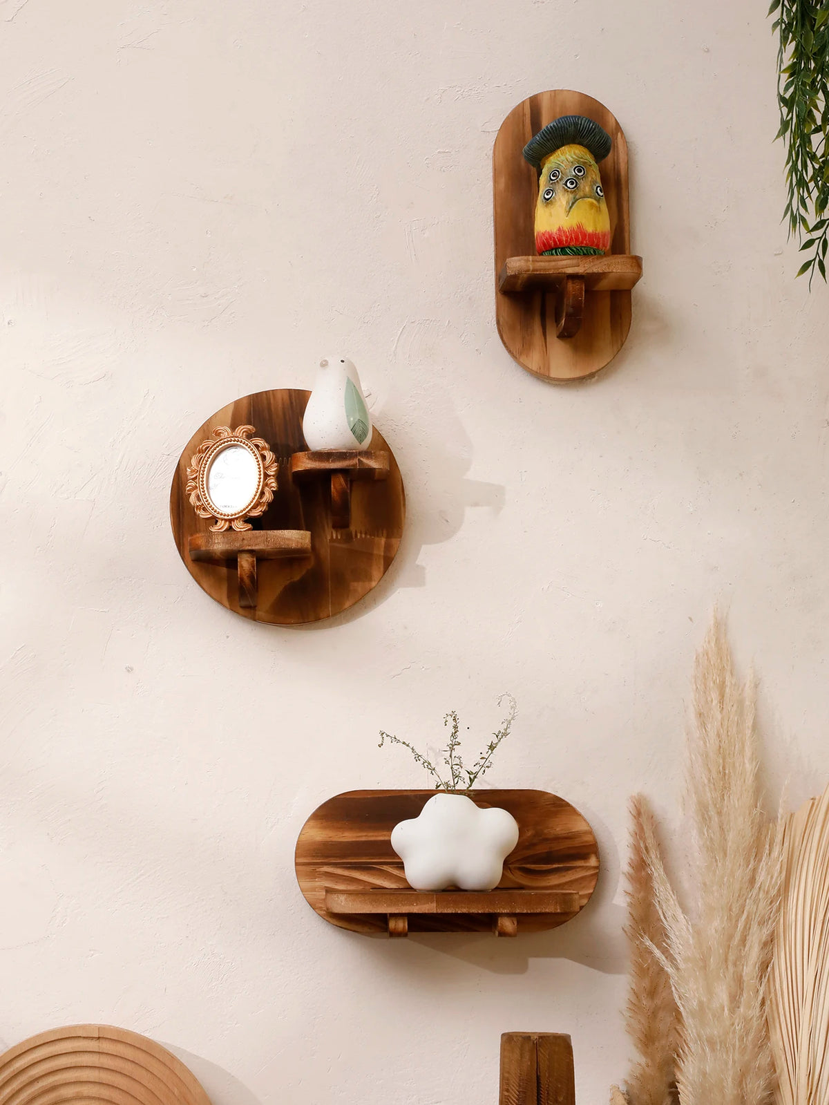 Oval Floating Wood Shelf