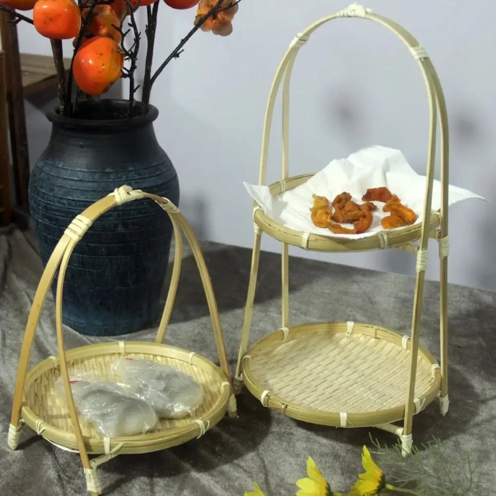 Tiered Bamboo Basket Stand