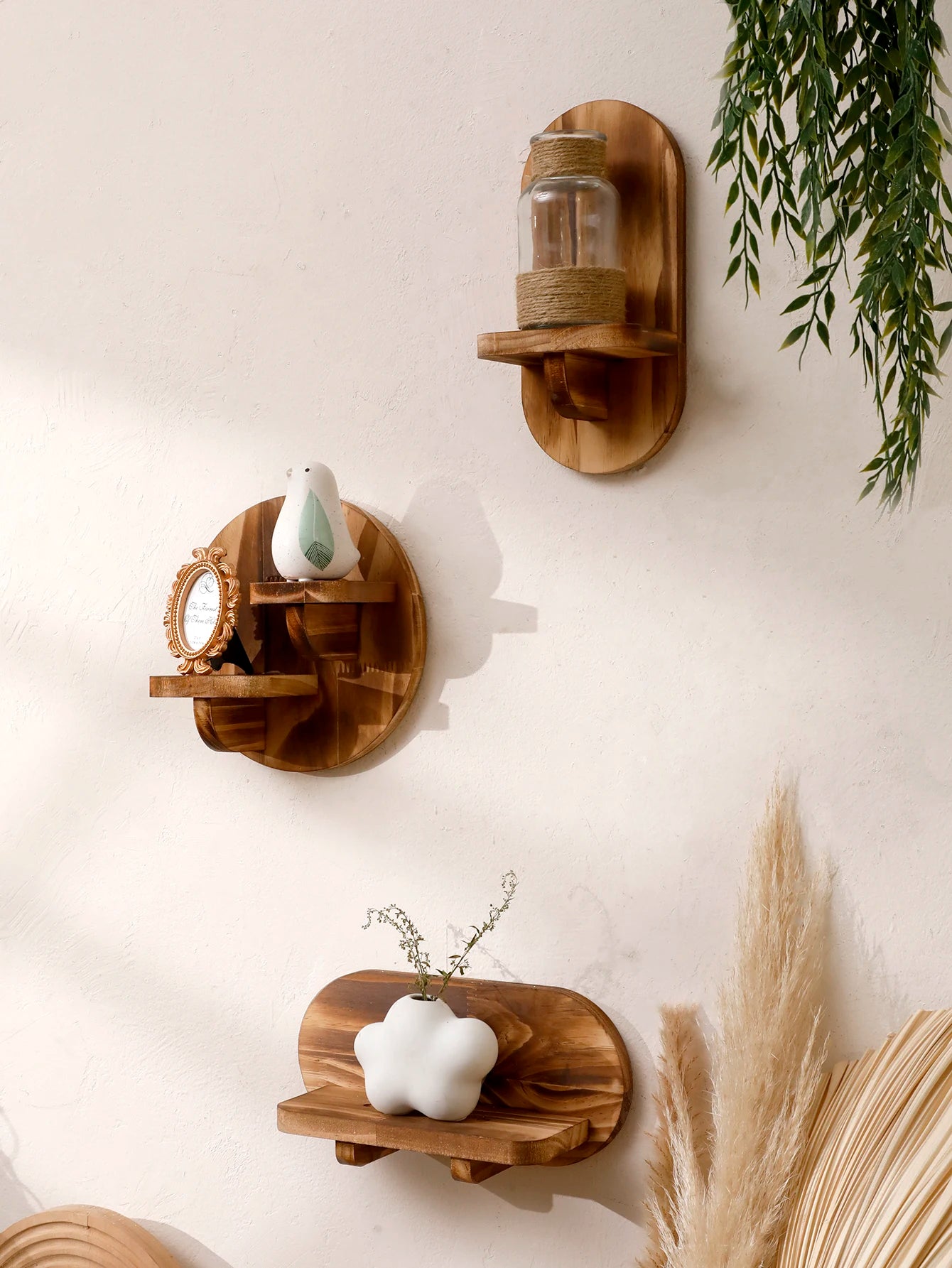 Oval Floating Wood Shelf