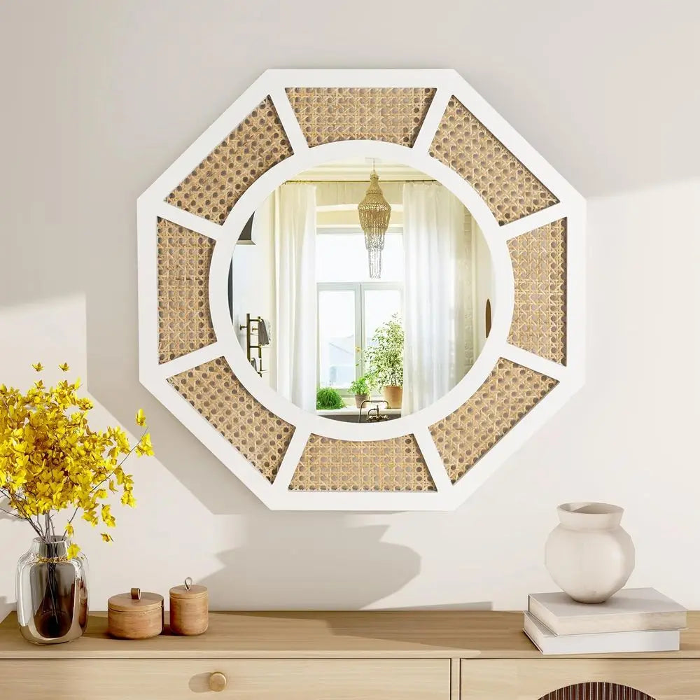 Large Woven Rattan Mirror