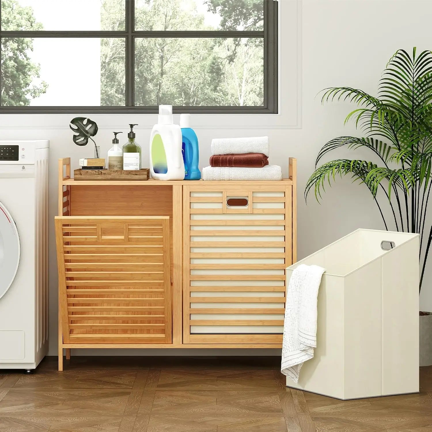 Bamboo Tilt-Out Laundry Hamper Cabinet