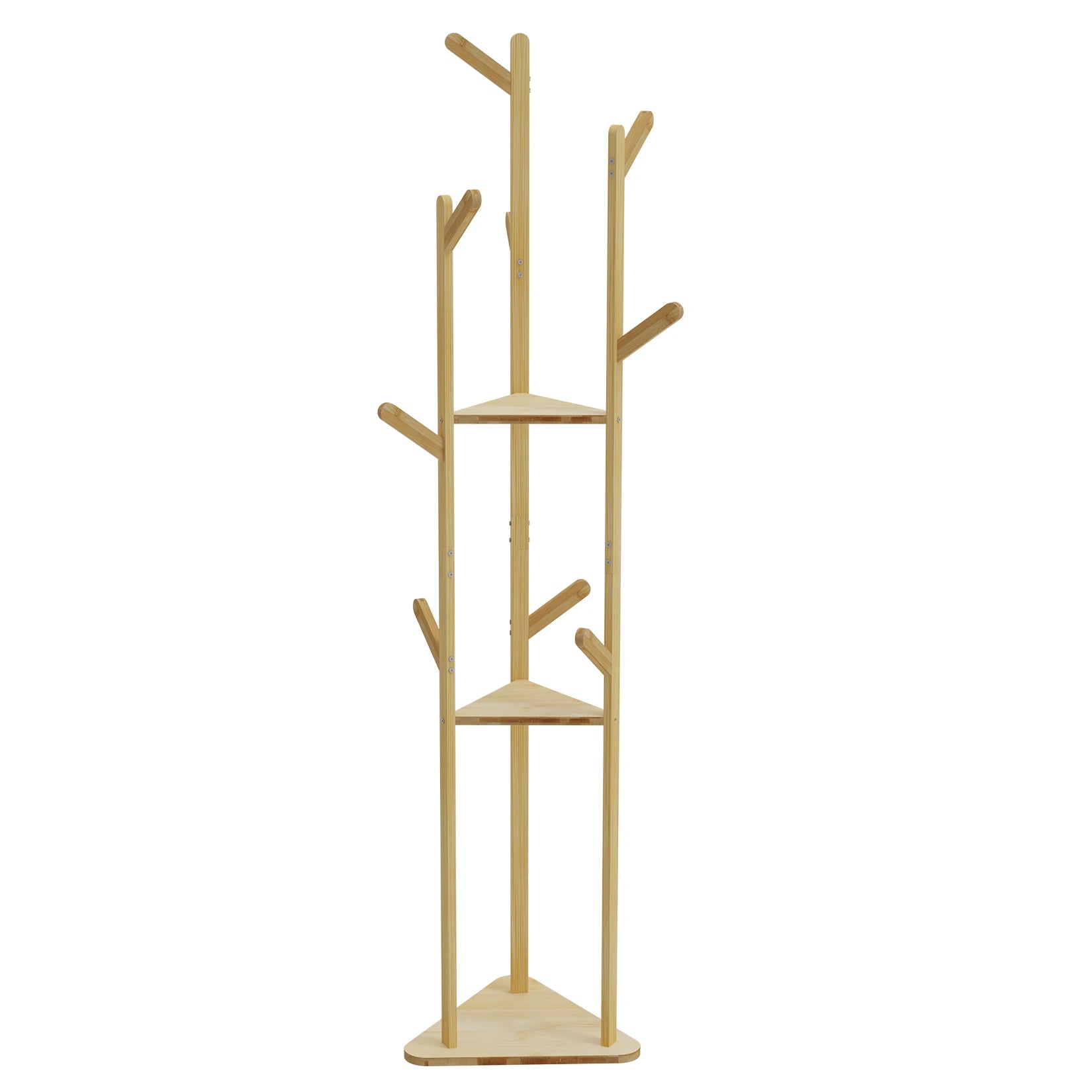 Bamboo Corner Tree Coat Rack Stand