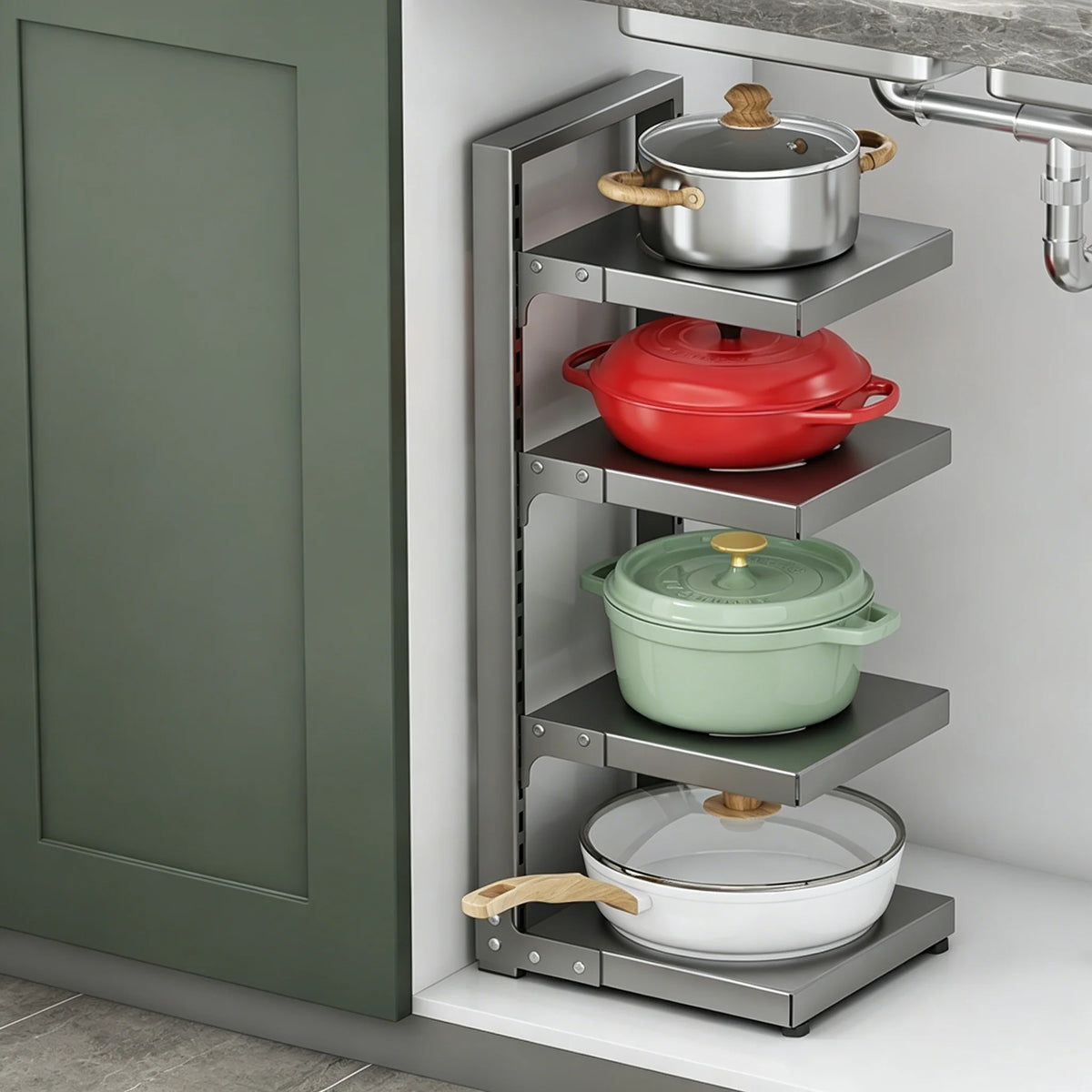Multi-Tier Kitchen Pot & Pan Organizer