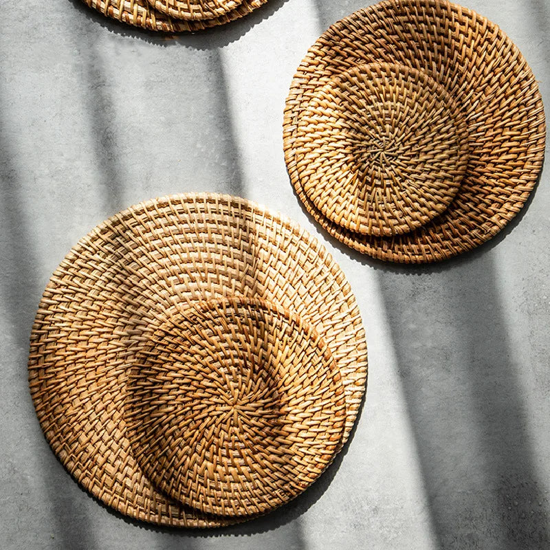 Woven Rattan Coaster Set