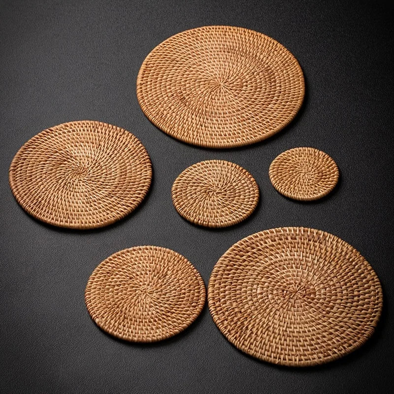 Woven Rattan Coaster Set