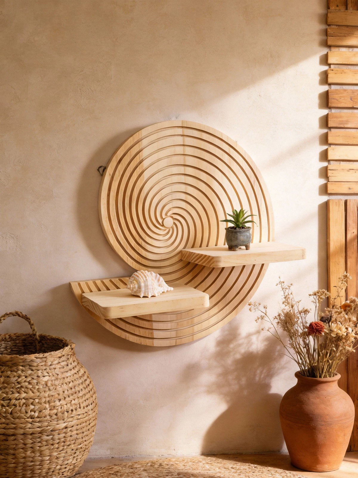 Spiral Wood Floating Shelf